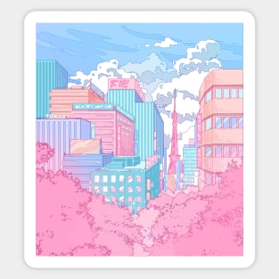 The  pastel Tokyo cityscape Sticker